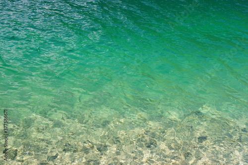 Blue vivid water view from above