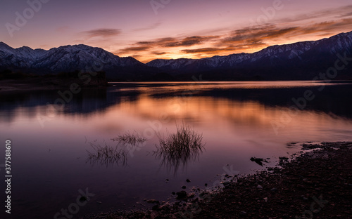 sunrise over lake © Batteristafoto
