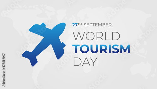 World Tourism Day Background Illustration with Airplane