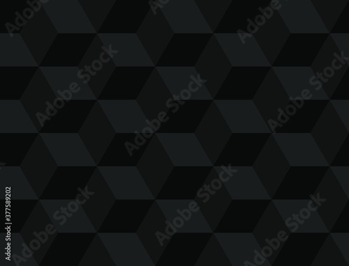 Black 3D squares background. Seamless vector Illustration. Geometric design for web, wrapping, fabric, poster. Follow other mosaic patterns in my collection.