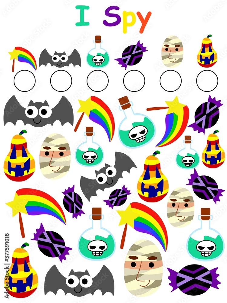 Funny halloween children I spy game stock vector illustration. Amusing how many game worksheet. Children counting halloween activity page with wands, bats, potions, candies, mummies and pumpkins. Funny halloween children I spy game stock vector illustration. Amusing how many game worksheet. Children counting halloween activity page with wands, bats, potions, candies, mummies and pumpkins.