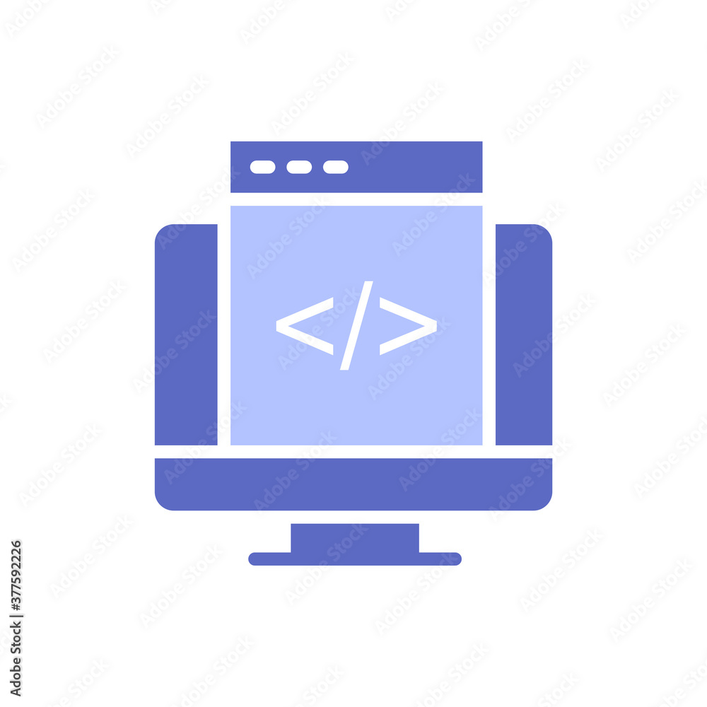 Custom Coding solid color style icon. Custom Coding solid color style icon.