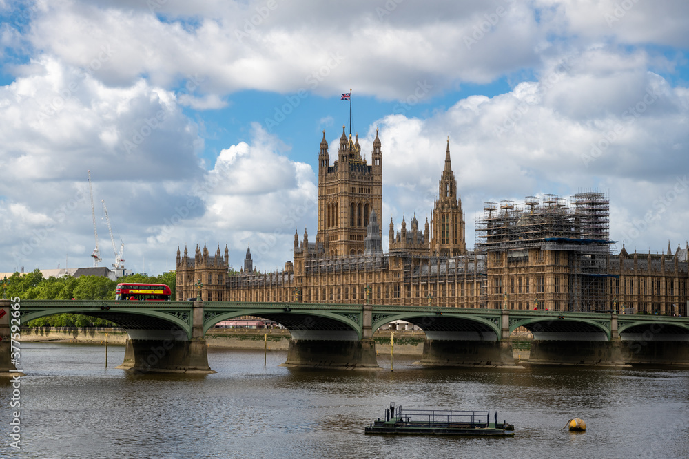 The Houses of Parliament and Westminster Bridge.