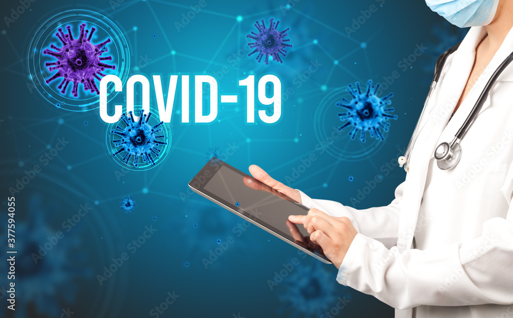 doctor prescribes a prescription with COVID-19 inscription, pandemic concept doctor prescribes a prescription with COVID-19 inscription, pandemic concept