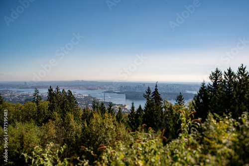 A picture of downtown Vancouver taken using tilt-shift effect.  North Vancouver BC Canada 