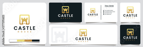castle house ,with gold color, logo design inspiration