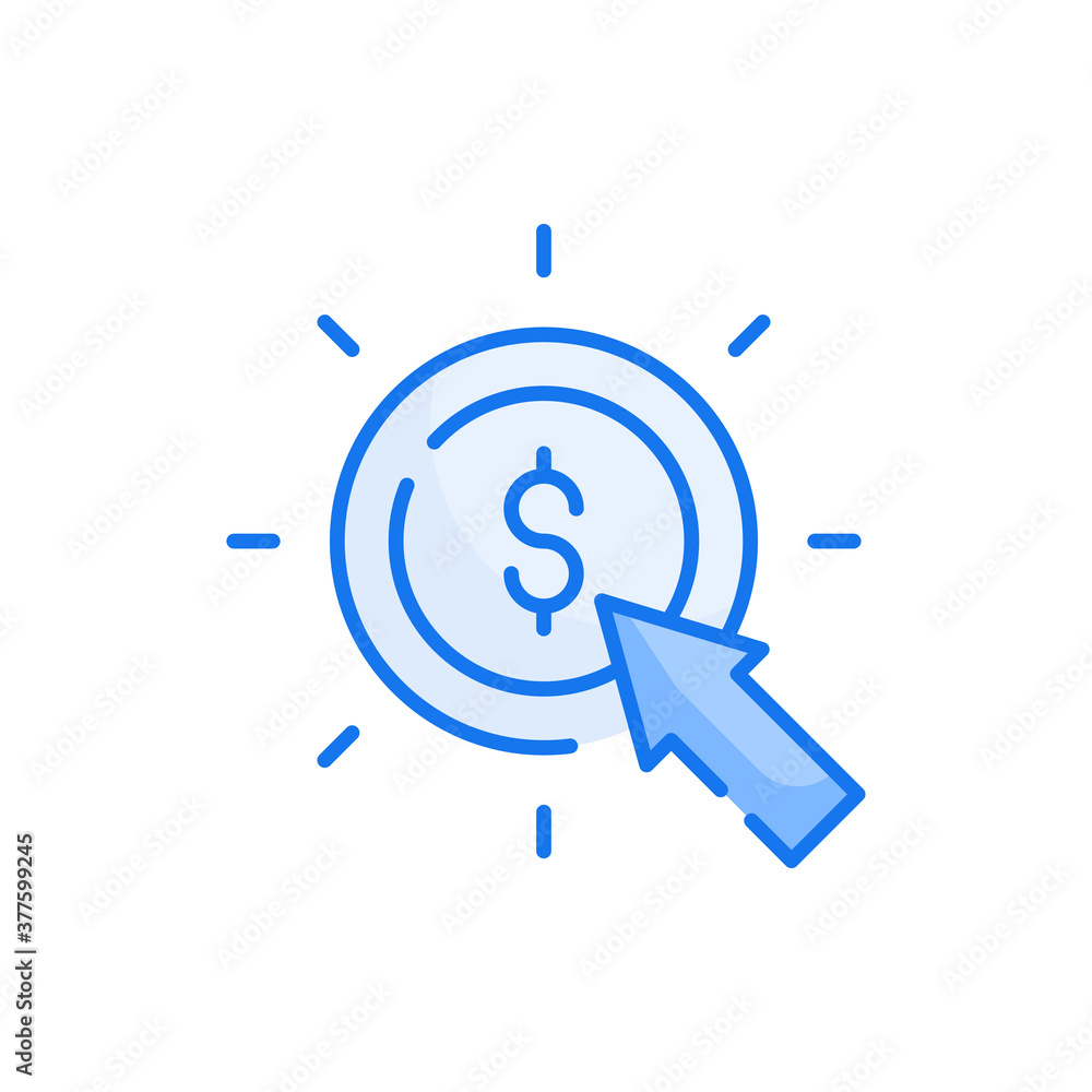 Pay Per click blue color style icon. Banking and Finance symbol EPS 10 file. Pay Per click blue color style icon. Banking and Finance symbol EPS 10 file.