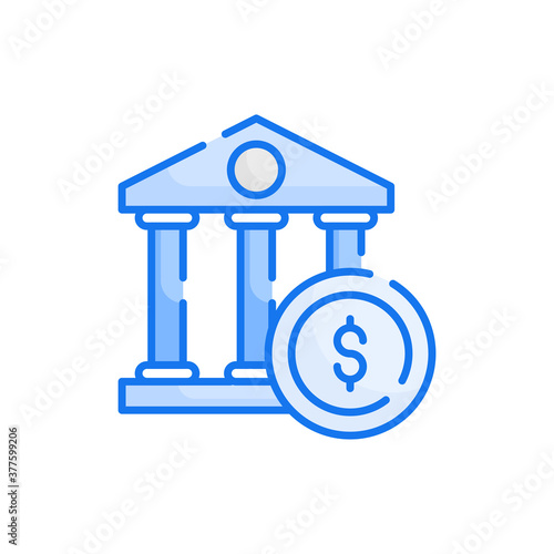 Bank blue color style icon. Banking and Finance symbol EPS 10 file.