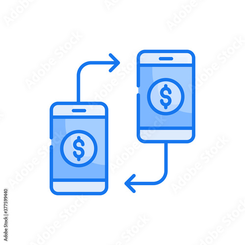 Fund Transfer blue color style icon. Banking and Finance symbol EPS 10 file.