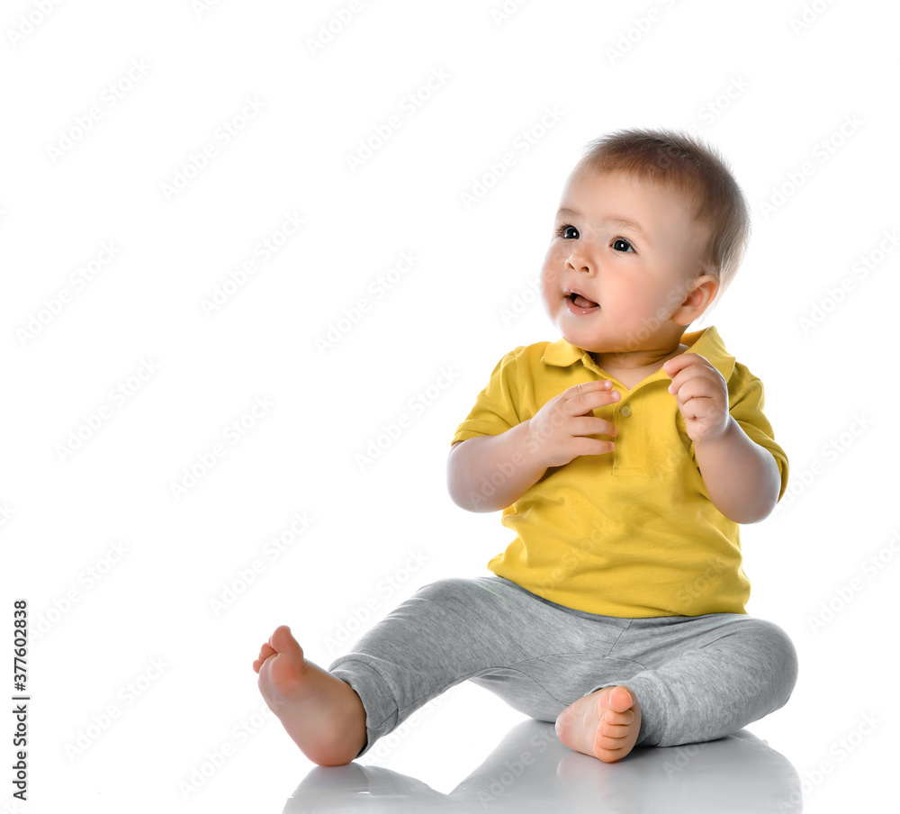 Studio shot of adorable little baby boy on white Studio shot of adorable little baby boy on white