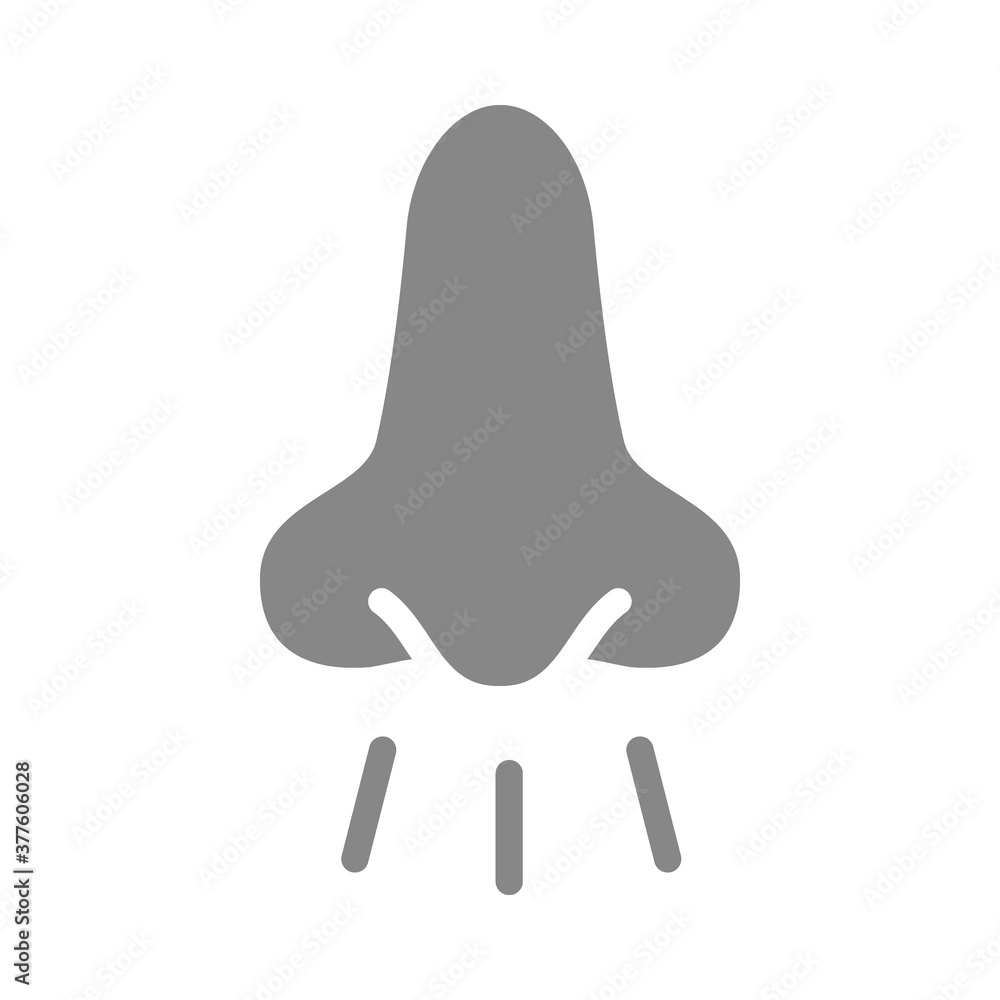 Sense of smell grey icon. Respiration sharp smell symbol Sense of smell grey icon. Respiration sharp smell symbol