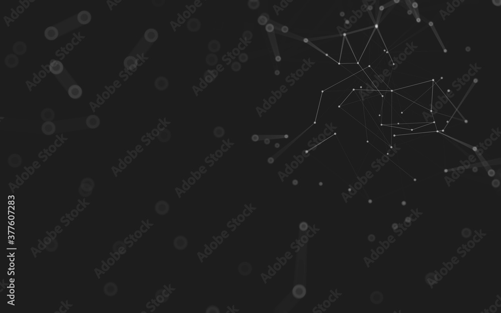 Naklejka premium Abstract background. Molecules technology with polygonal shapes, connecting dots and lines. Connection structure. Big data visualization.