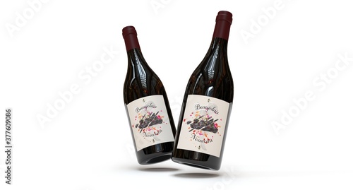 Obraz na plátně Bouteille de Beaujolais nouveau - rendu 3D