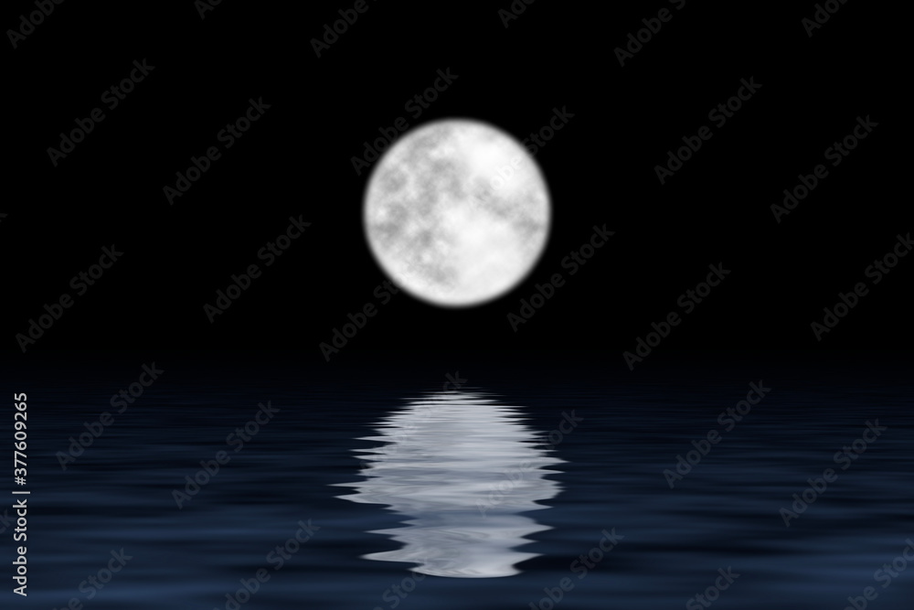 The moon over the water at night