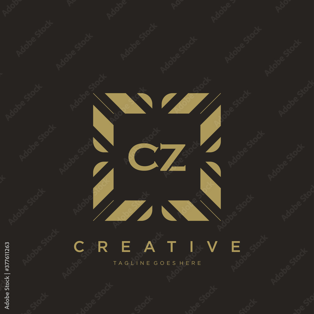 CZ initial letter luxury ornament monogram logo template vector - obrazy, fototapety, plakaty 