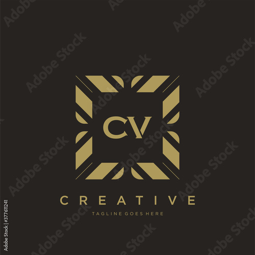 CV initial letter luxury ornament monogram logo template vector