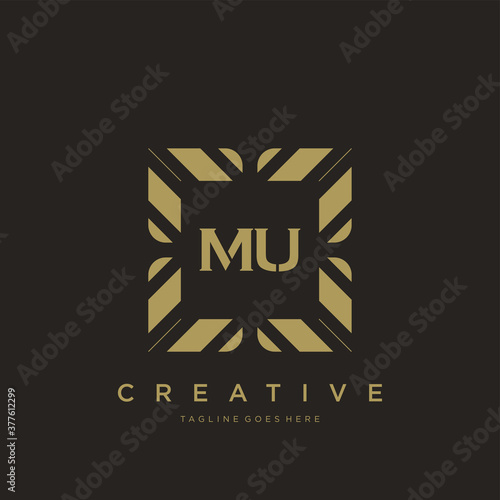 MU initial letter luxury ornament monogram logo template vector