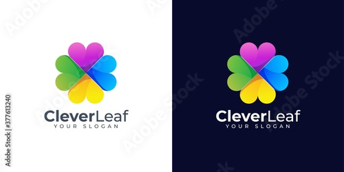 colorful clever leaf logo design inspiration