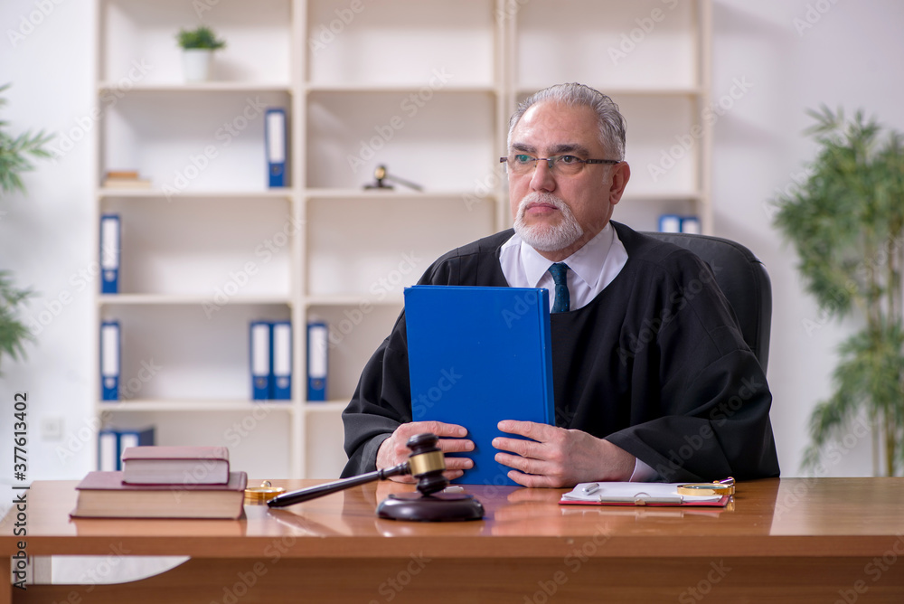 Old male judge working in courthouse Old male judge working in courthouse