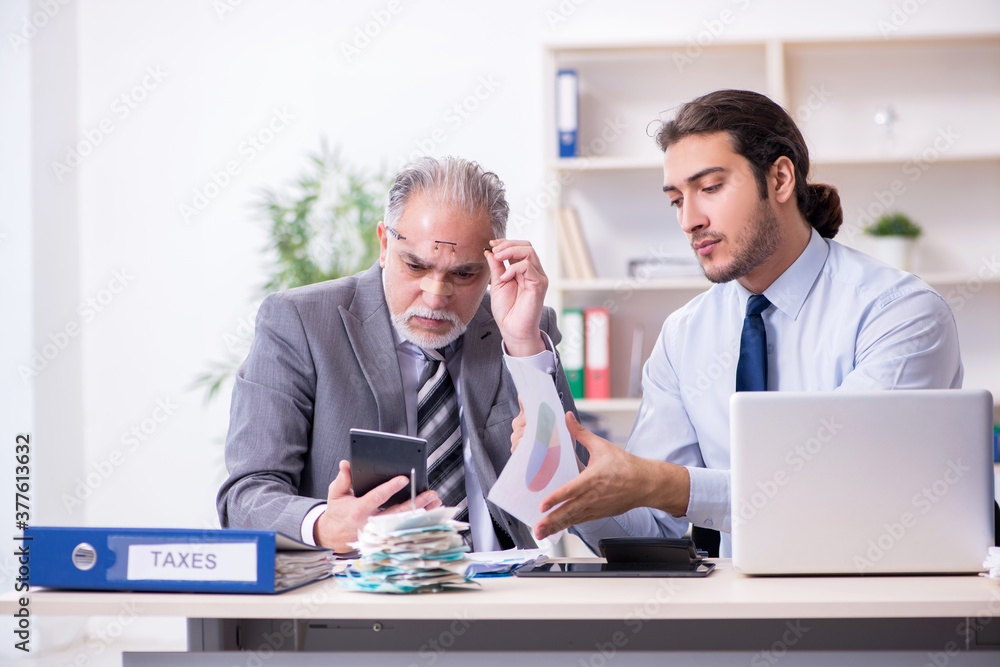 Two accountants working in the office Two accountants working in the office