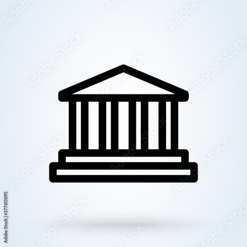 E-banking or Bank building sign line icon or logo. internet banking concept. online financial business operations linear vector illustration.