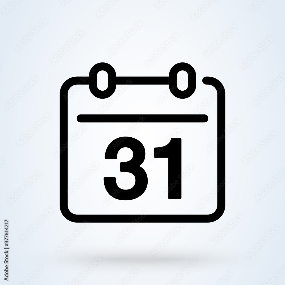 Calendar or date sign line icon or logo. date, holiday, important day concept. Date and time, linear Design vector illustration. Calendar or date sign line icon or logo. date, holiday, important day concept. Date and time, linear Design vector illustration.