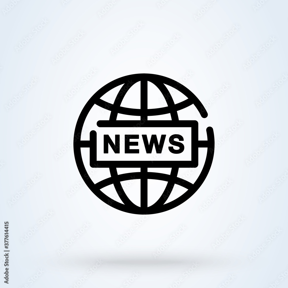 News World or News Globe sign icon or logo. line Digital news concept. Online broadcast, linear vector illustration. News World or News Globe sign icon or logo. line Digital news concept. Online broadcast, linear vector illustration.
