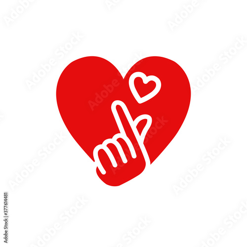 Hand making small heart, Mini heart sign isolated on white background, Korean style ,vector illustration