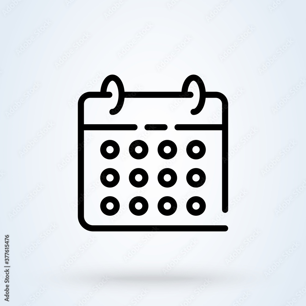 Calendar or date sign line icon or logo. date, holiday, important day concept. Date and time, linear Design illustration. Calendar or date sign line icon or logo. date, holiday, important day concept. Date and time, linear Design illustration.