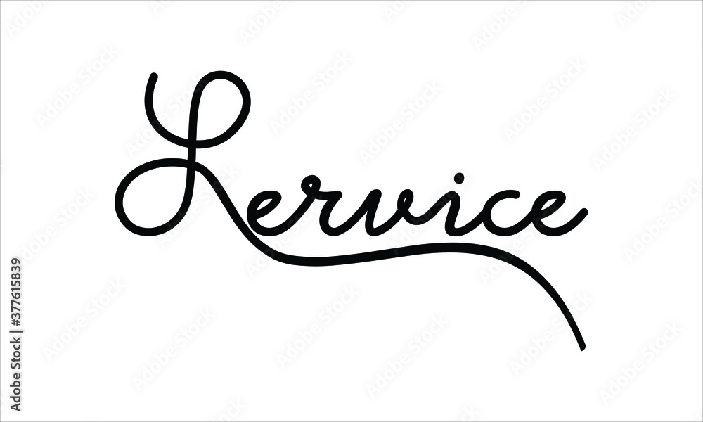 Service Black script Hand written thin Typography text lettering and Calligraphy phrase isolated on the White background Service Black script Hand written thin Typography text lettering and Calligraphy phrase isolated on the White background