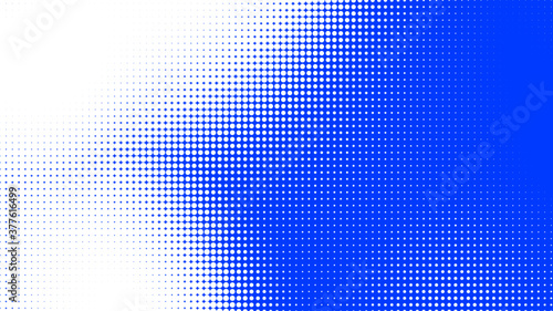Dots halftone white blue color pattern gradient texture with technology digital background. Dots pop art comics with summer background.