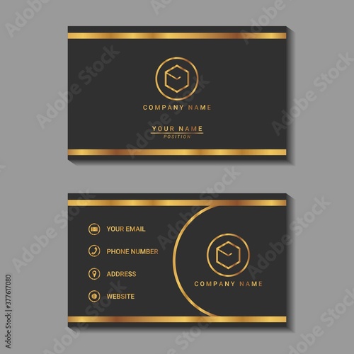 Luxury business card template. Business card design with gold color vector design isolated. Perfect for Jewelry and Luxury business.