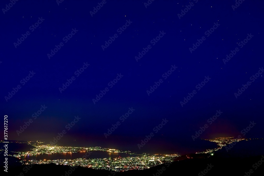 高ボッチ高原からみた諏訪湖の夜景@長野 高ボッチ高原からみた諏訪湖の夜景@長野