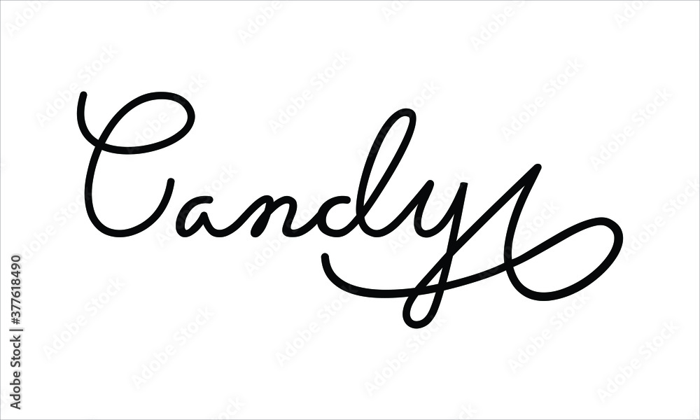 Candy Black script Hand written thin Typography text lettering and Calligraphy phrase isolated on the White background 