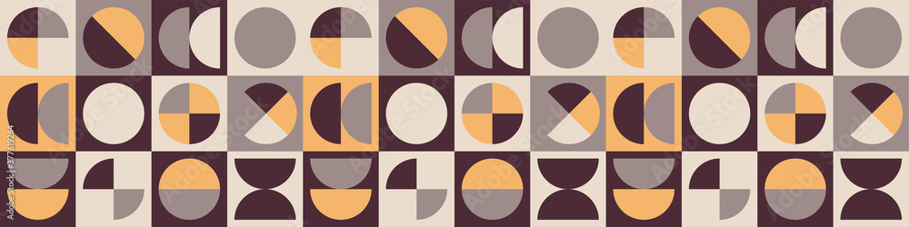 Trendy wide bauhaus brown pattern. Bauhaus poster