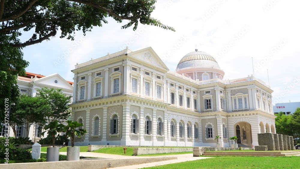 The white European architecture, National Museum  of Singapore. It is the oldest  museum on the island which tells the history and story of Singapore