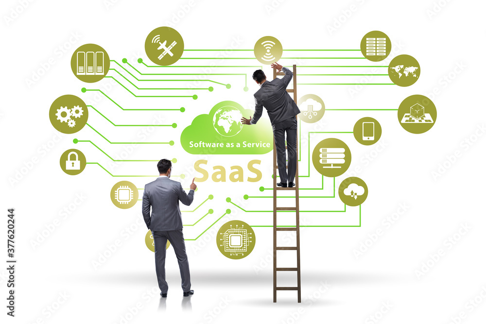 Software as a service - SaaS concept with businessman Software as a service - SaaS concept with businessman