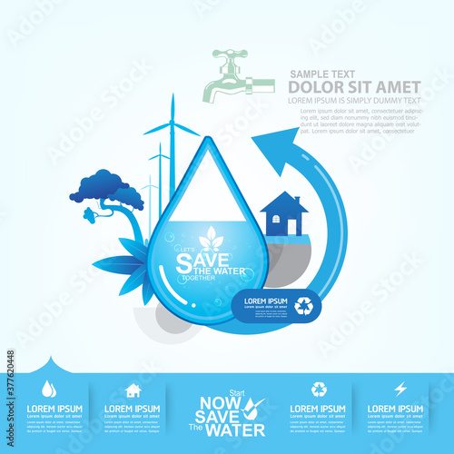 Save water concept Ecology vector.