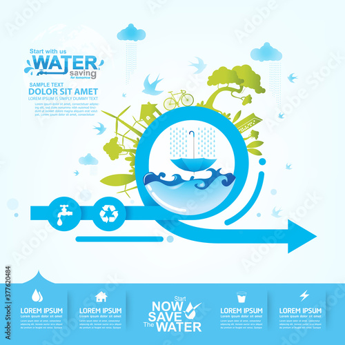 Save water concept Ecology vector.
