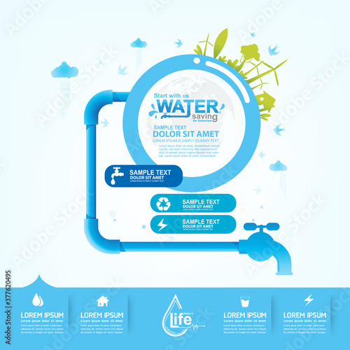 Save water concept Ecology vector.
