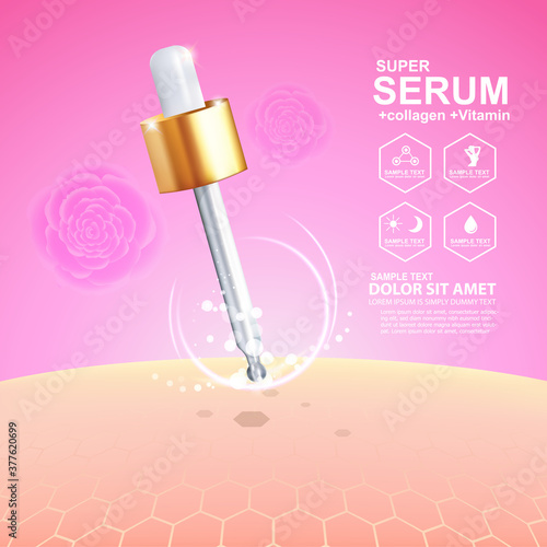 serum drop and vitamin beauty skincare vector concept cosmetic for skin.