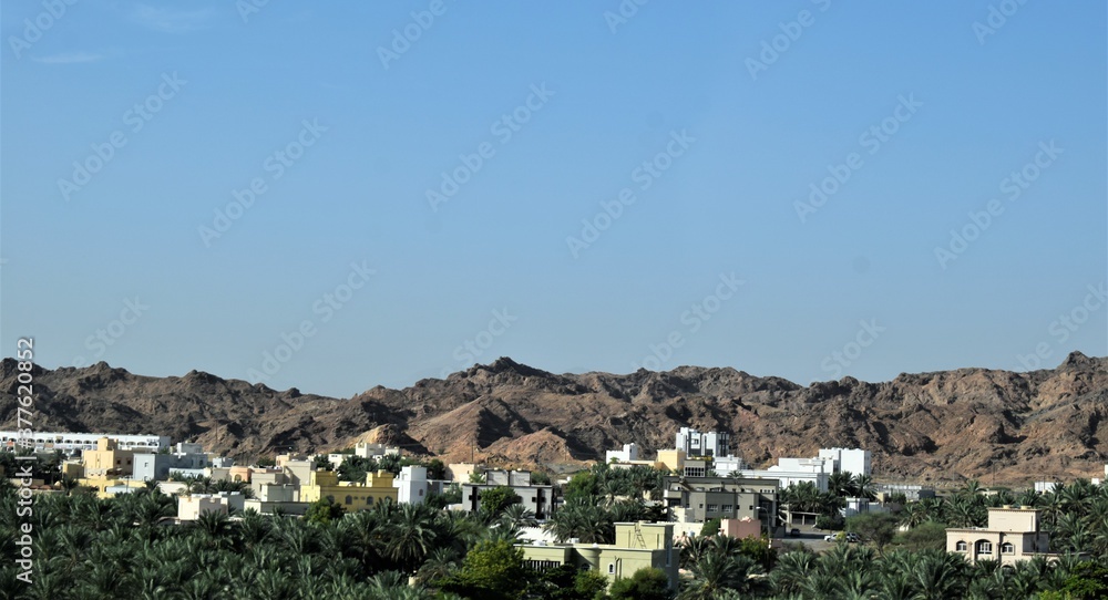 Beautiful buildings in the top of the mountain, Muscat, Oman