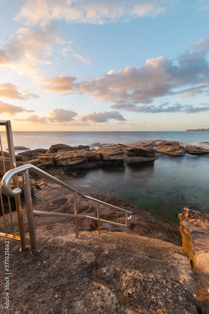 Stair to Giles Bath rock pool at Coogee, Sydney, Australia.
