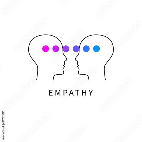 Logo of empathy, emotional intelligence. Two profiles and relationship between them