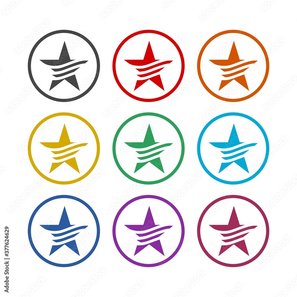 Simple Star logo icon, color set Simple Star logo icon, color set