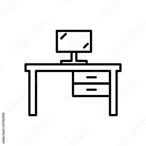 desk icon  with outline style vector for your web design, logo, UI. illustration