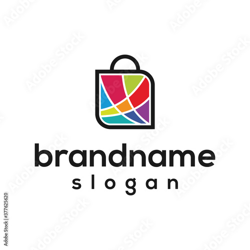 Modern shop colorful logo design vector