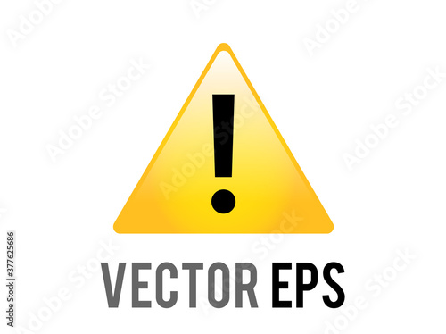 Vector yellow triangle warning or alert emoji icon with black exclamation mark inside
