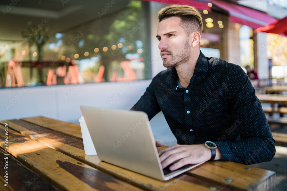 Businessman working on his laptop. Businessman working on his laptop.