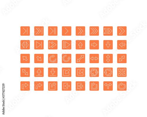 set of arrow thin line icons, 256x256 px